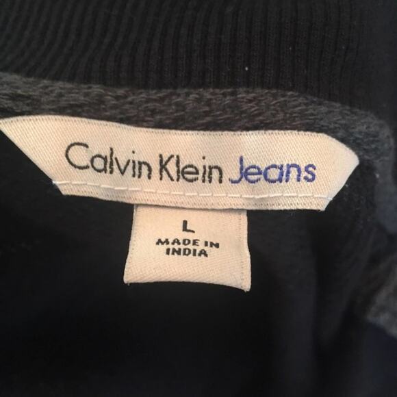 Calvin Klein Jeans L zip up sweater turtleneck gray black - Picture 4 of 8